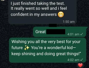 Parent testimonial screenshot