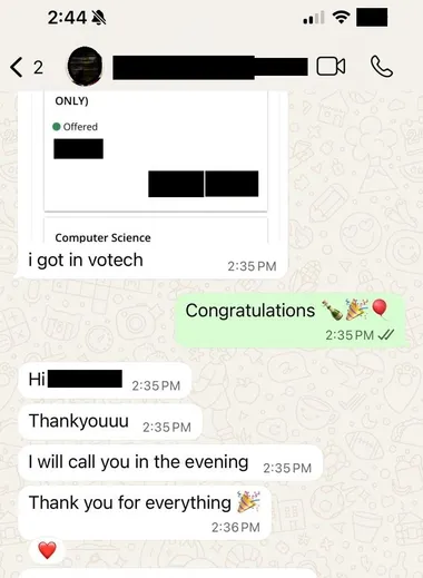 Parent testimonial screenshot