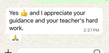Parent testimonial screenshot