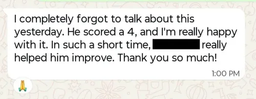 Parent testimonial screenshot