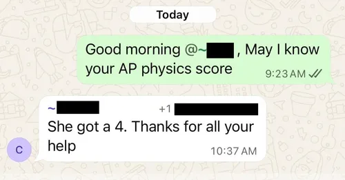 Parent testimonial screenshot