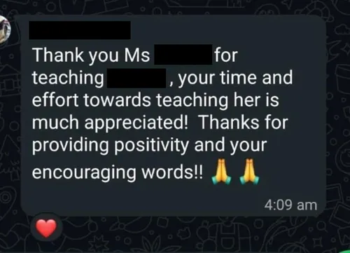 Parent testimonial screenshot