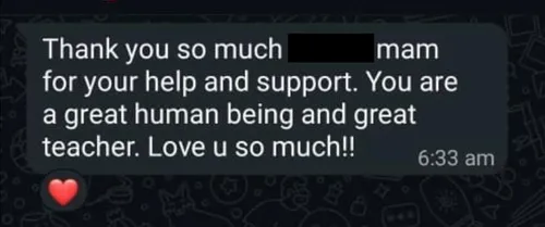 Parent testimonial screenshot
