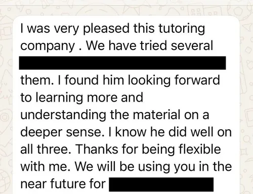 Parent testimonial screenshot