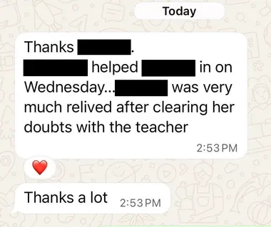 Parent testimonial screenshot