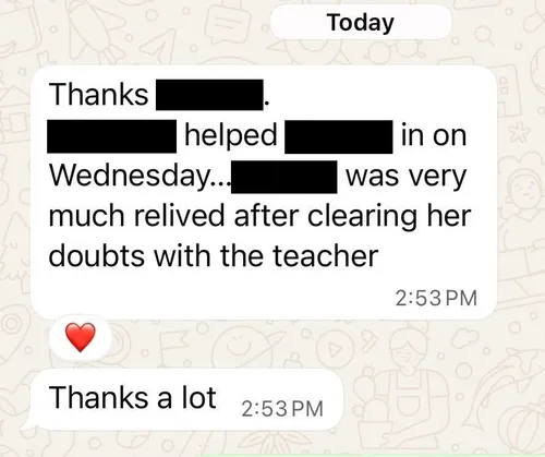 Parent testimonial screenshot
