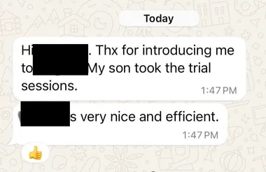 Parent testimonial screenshot