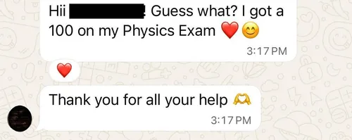 Parent testimonial screenshot