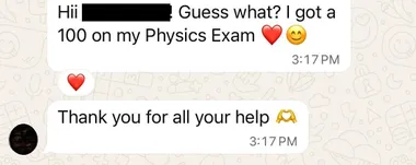 Parent testimonial screenshot